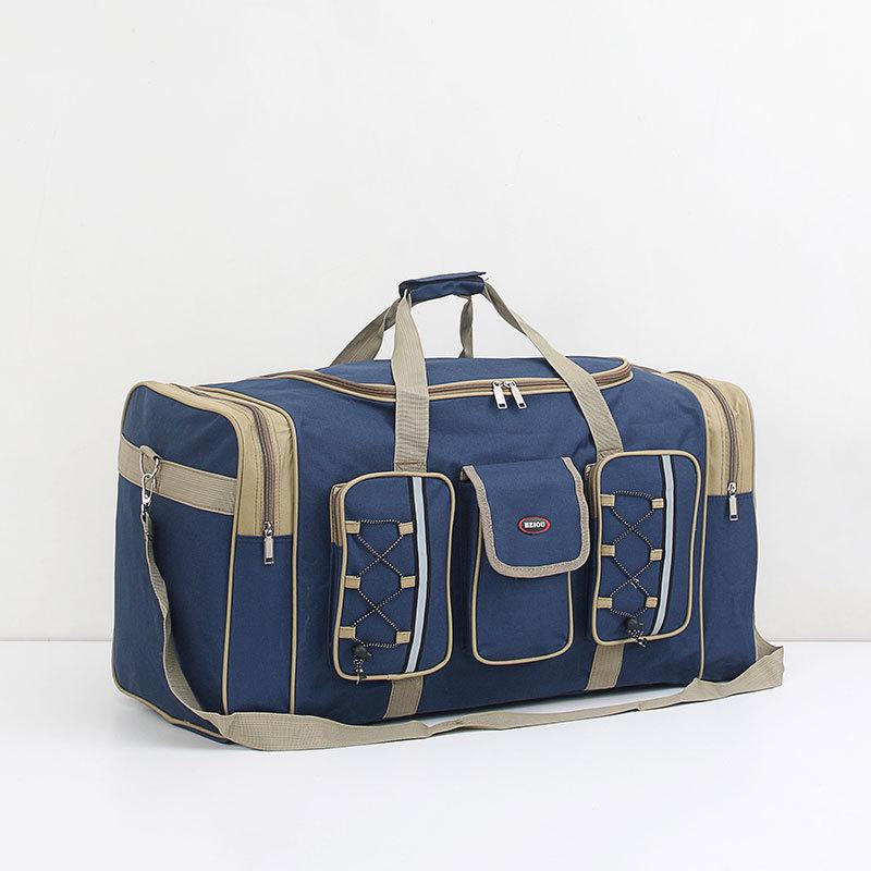 Large Capacity Oxford Cloth Portable Waterproof One Shoulder Luggage Handbag Checker Bag Mobile Bag Folding Storage Travel Bag