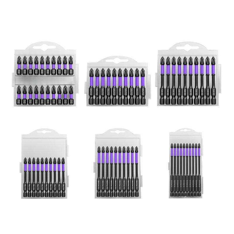 10/20Pcs PH2 Magnetic Batch Head Cross Screwdriver Hardness Impact Drill Bit For Electric Screwdrivers Hand Drills