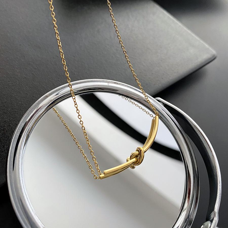 316L Stainless Steel Gold Colored Knotted Pendant Necklace for Women's Elegant New Fashion Party Gift