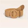 PP Casual Beach Fashion Grass Belt with Round Wooden Buckle for Women's Dress