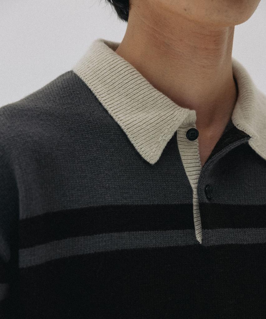 BLANKROOM Block Stripe Knit_Charcoal
