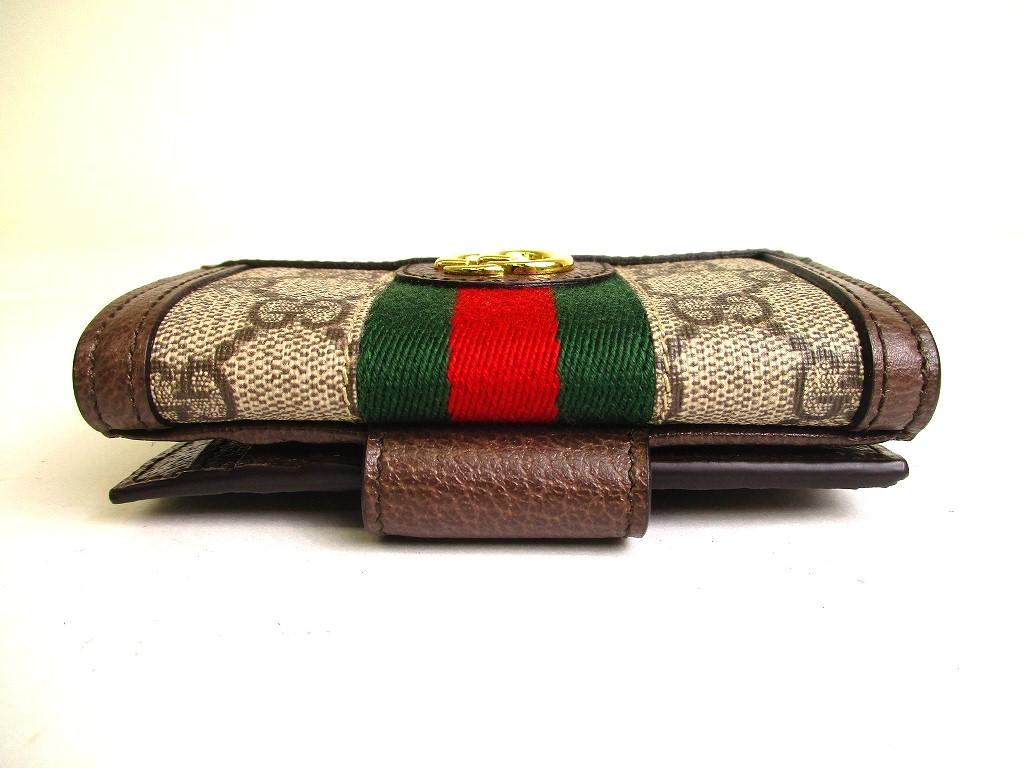 Portofel autentic GUCCI din piele maro dublu Portofel francez Ophidia GG #a153 recondiționat