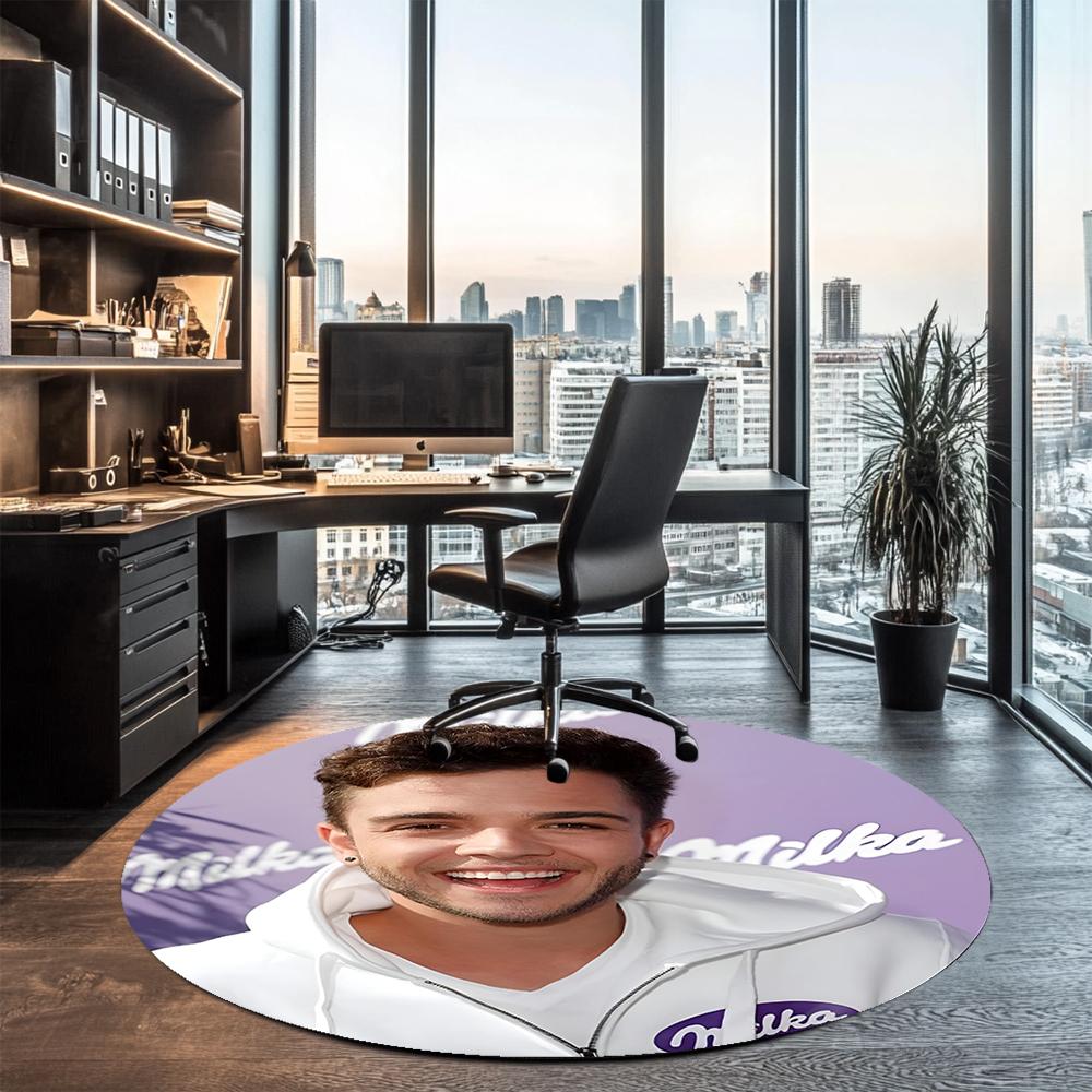 Luca Hanni Printed Round Rug Carpet Chair Rug Area Rug Entryway Doormats,for Office Chair Living Room Bedroom Kitchen Room.