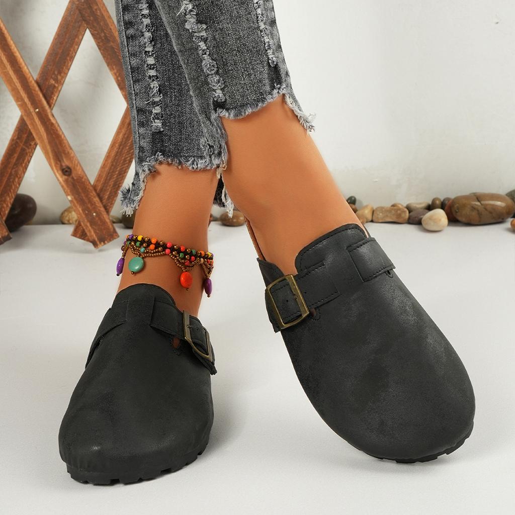 Baotou Slippers Women's Cork Drag Large Size Roman Shoes Casual Half Drag Lazy Shoes Tide