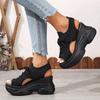 Women's Summer Platform Wedge Sandals, Breathable Woven Elastic Upper, Open Toe Lace-up Comfortable Sandals, Soft Soled High-heeled Casual Shoes