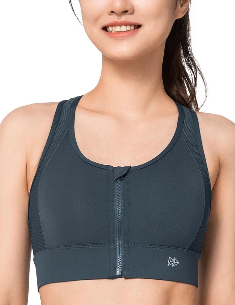 Yvette Sports and High Features a Molded Cup and Perfect for Training and the Size L Plus Women's Bra, High-Support, Moisture-Wicking, Front-Opening,
