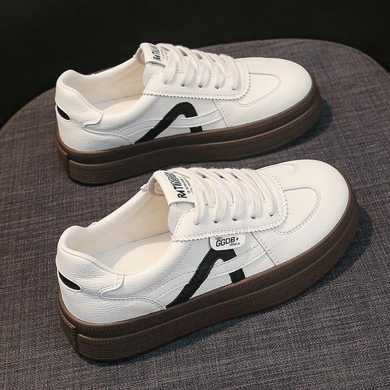 Cowhide version~ leather little white shoes women's 2025 autumn new versatile casual board shoes platform sports moral training shoes