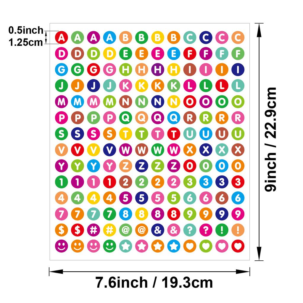 0.5-inch Letter Sticker Small Dot Waterproof DIY Card Item Logo Hand Account Scrapbook Letter Sticker