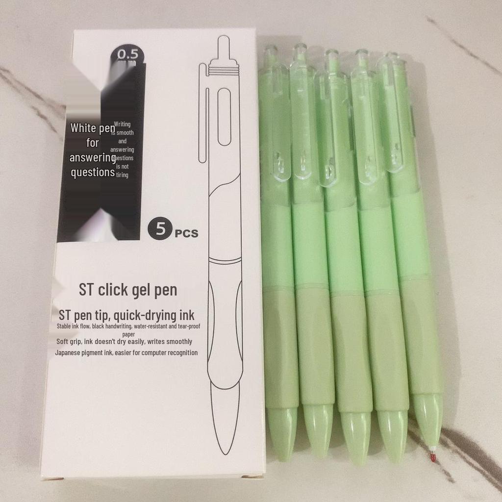 Press-Type Quick-Dry 0.5mm White Pen - Ideal for Students & Exams, Black Ink, Neutral ST Head, Perfect for Signing & Practice