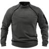 Men's Fleece Stand Collar Loose Fit Quarter Zip Pullover Sweatshirt, Solid Color Tactical Outdoor Warm Tops