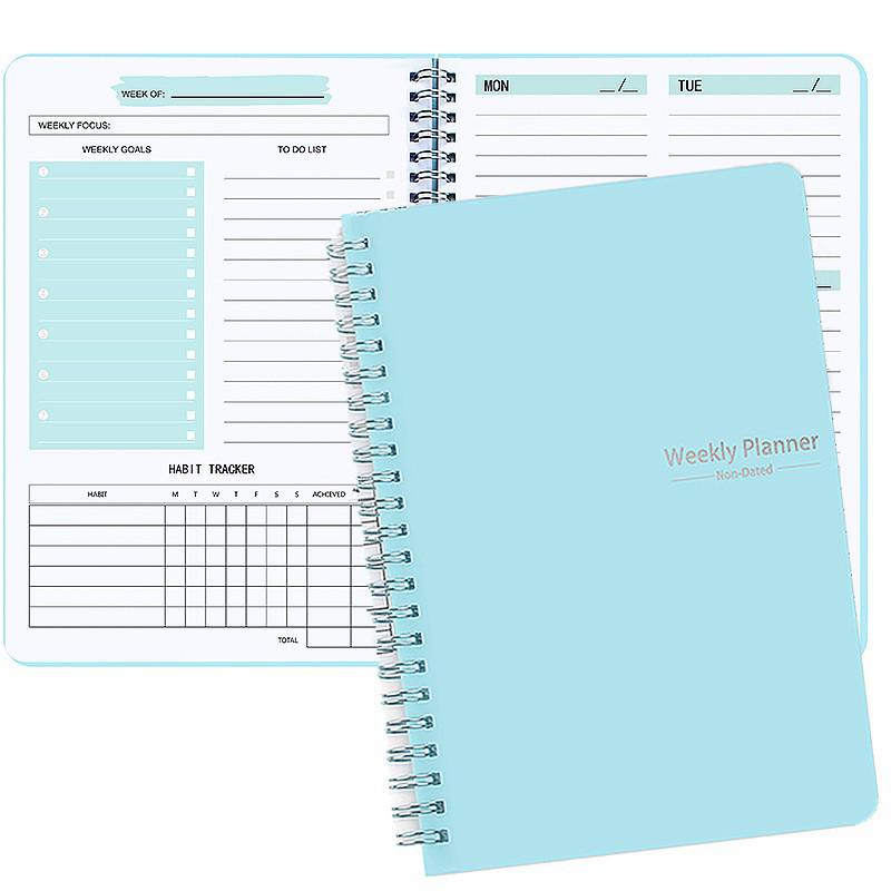 Weekly English Planner: 52-Week Cross-Border Spiral Notebook