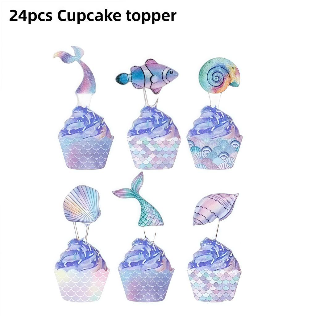 Mermaid Birthday Party Decorations Tableware Plate Cup Napkin Balloon Hanging Banner Party Decor Girl Favor Baby Shower Supplies