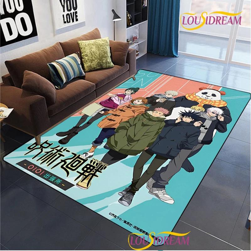 Мультяшный Аниме Jujutsu Kaisen Ковер Гостиная Спальня Диван Кофейный коврик для йоги Кухня Вход Детский Нескользящий коврик Alfombra Подарок на день рождения