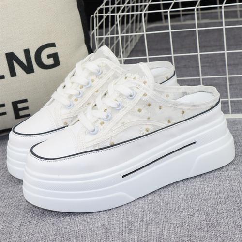 Fashion 8CM Breathable Sneakers Slippers Slides Platform Wedge Ladies Women Sandals Summer Fashion Comfy Sandals Slippers Female Shoes