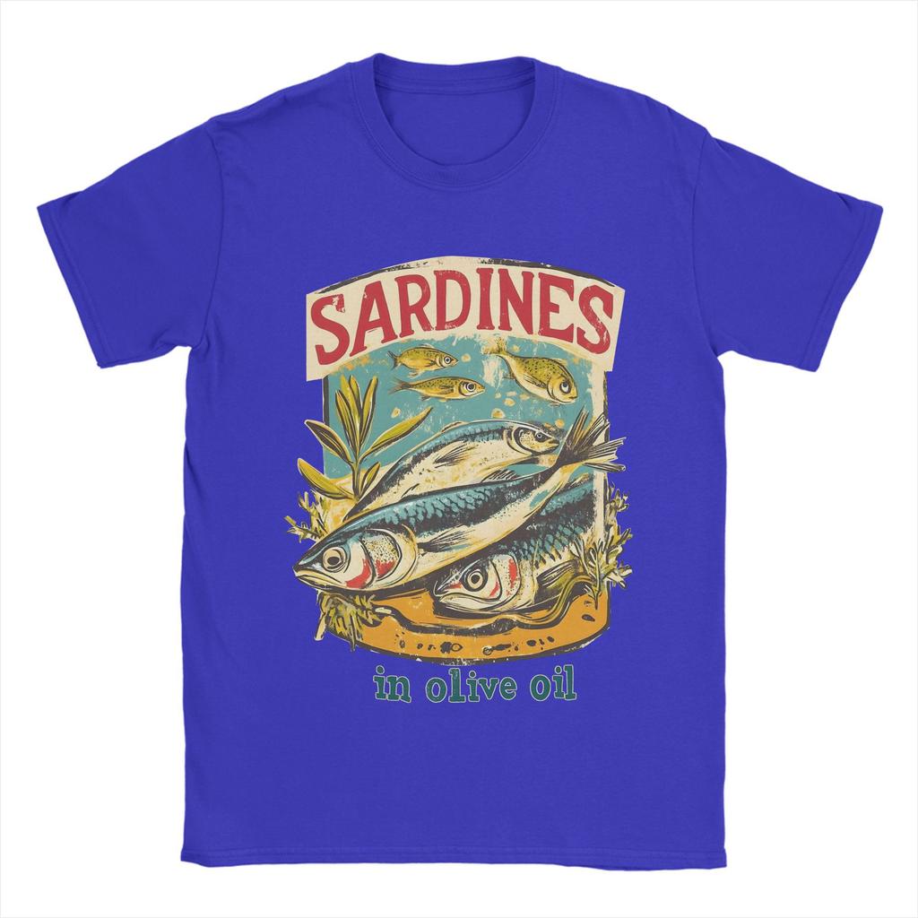 Sardines In Olive Oil  T Shirt Summer   A Vintage Poster  Cotton T-Shirts For Men Fashion Casual Tshirt Sleeve Street Style Tees