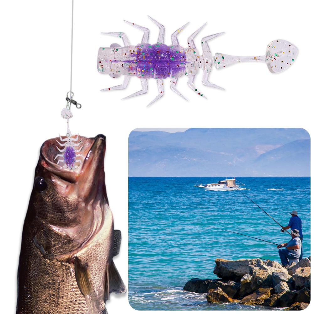 Float Fishing Soft Lure with  Sequins Small Paddle T Tail Bait PVC TPR Artificial Floating T Tail Bait for Bass Fishing