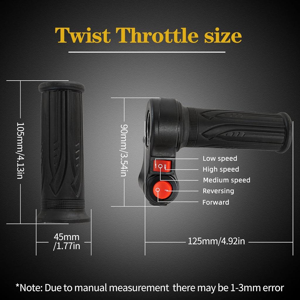 Electric Twist Throttle Grips, Electric Scooter Three Speed Throttle Handlebar, LED Battery Voltage Display Electric Bike Throttle Accelerator