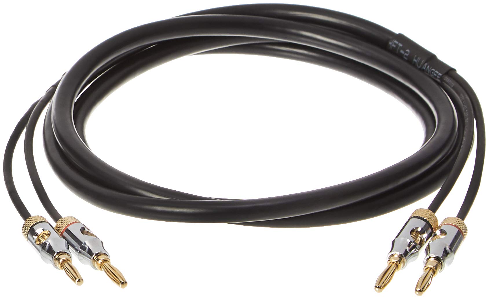 

Amazon Basics Speaker Cable Wire with Banana CL2 Black Gold-Plated Plugs, - 99.9% Oxygen-Free - 1.8m, чорний