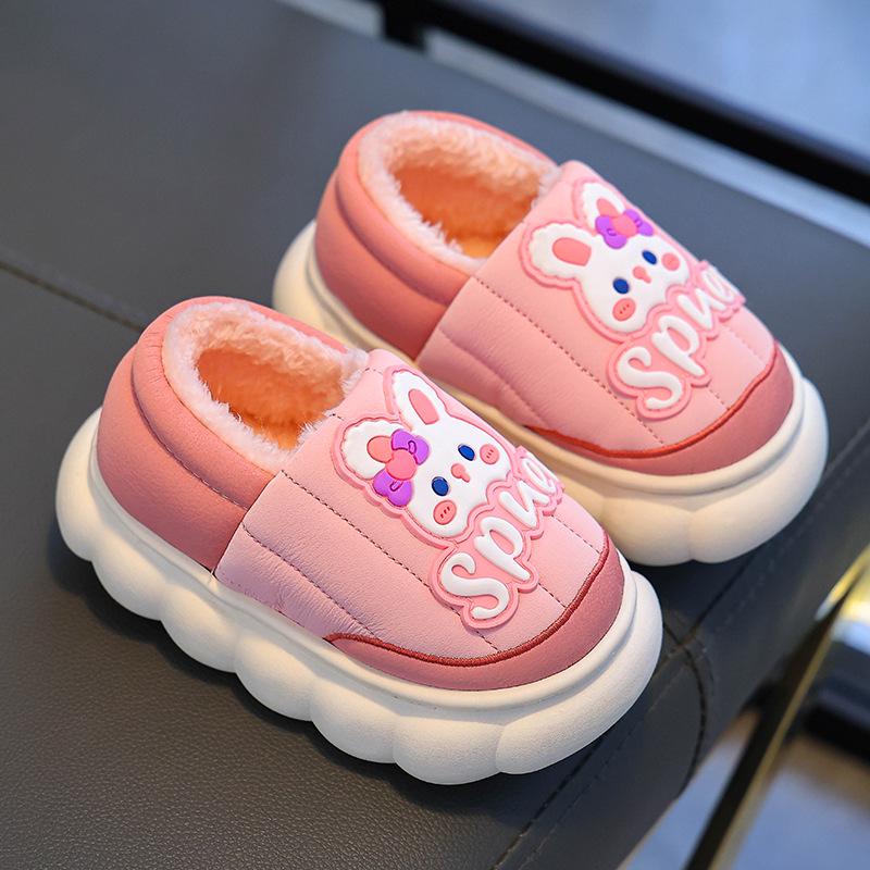 Winter 2024 Waterproof Cotton Slippers for Boys & Girls – Warm Plush Home Shoes