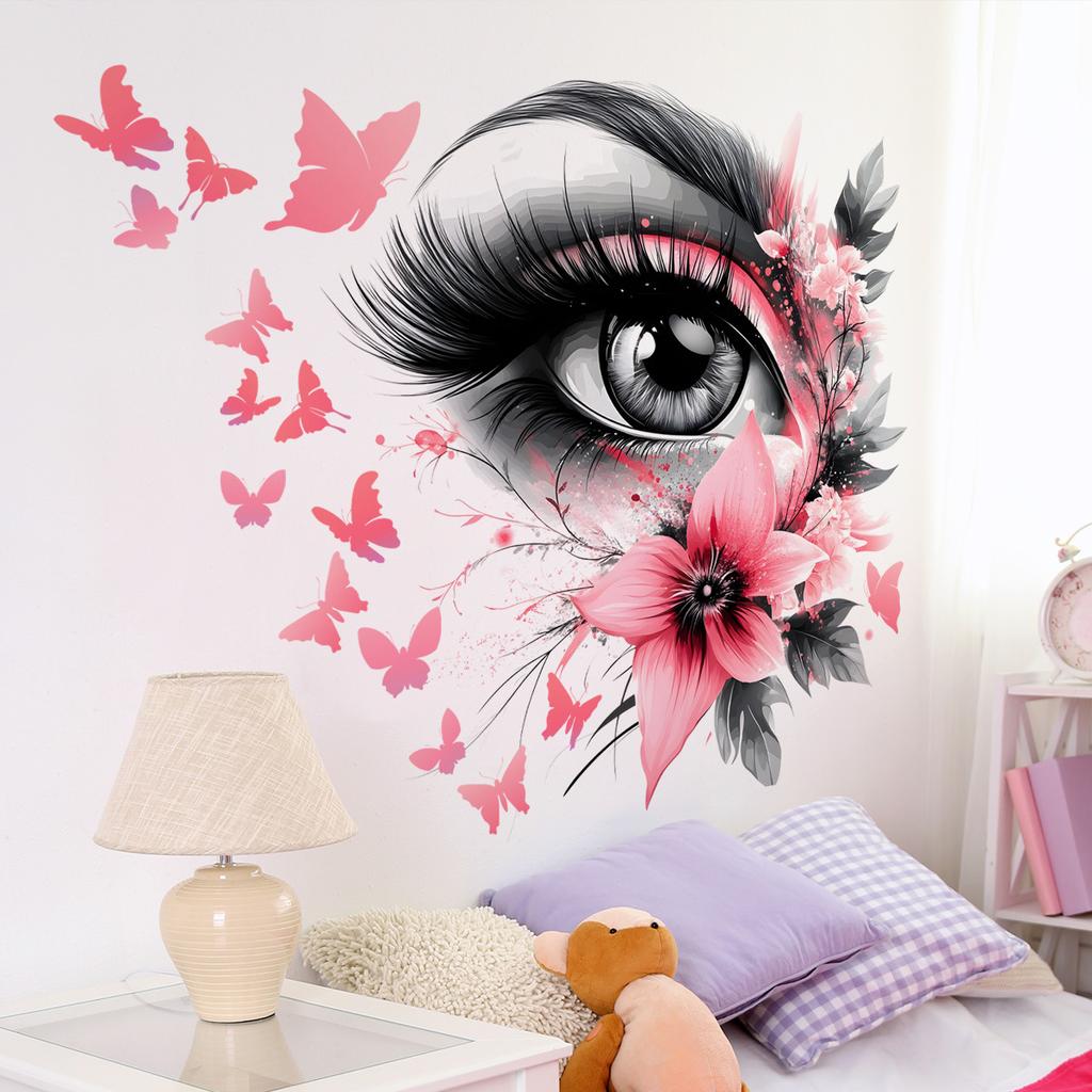 Art Flower Butterfly Eye Creative Wall Sticker Bedroom Living Room Home Atmosphere Decorative Wall Sticker Self-adhesive
