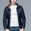 Korean Style Plus Size Womens Down Jacket Lightweight Slim Fit Stand Collar Short Autumn Winter Coat