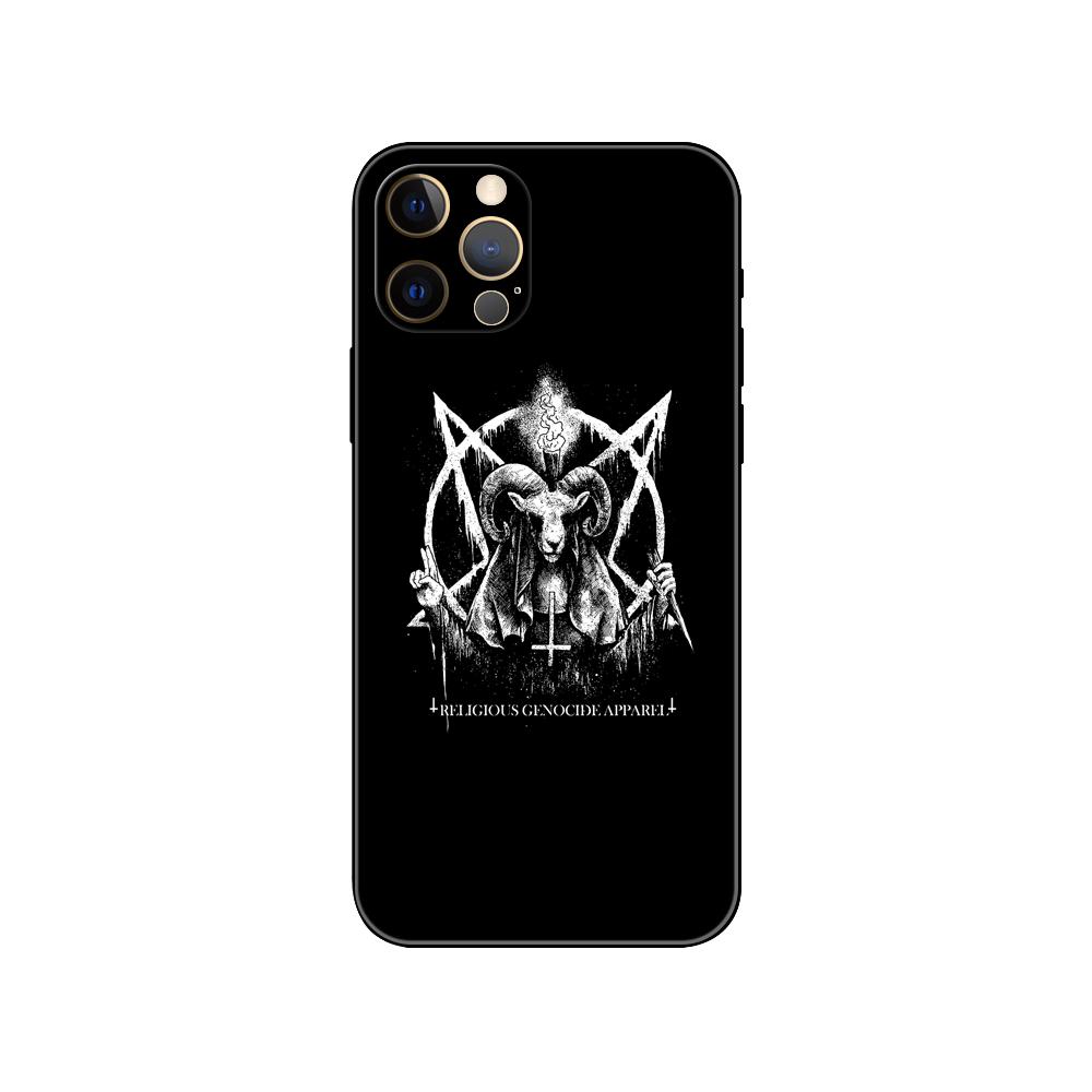Black tpu case for iphone 5 5s se 2020 6 6s 7 8 plus x 10 XR XS 11 12 13 mini pro MAX back cover Pentagram 666 Demonic Satanic