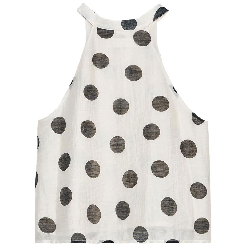 Zaprha 2025 New Arrival Western Style Youthful-Looking Loose Polka Dot Hanging Collar Temperament Leisure Short Top for Women 1608052