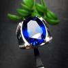 Sapphire Men's Ring: Royal Blue Zirconia, Adjustable Geometric Design