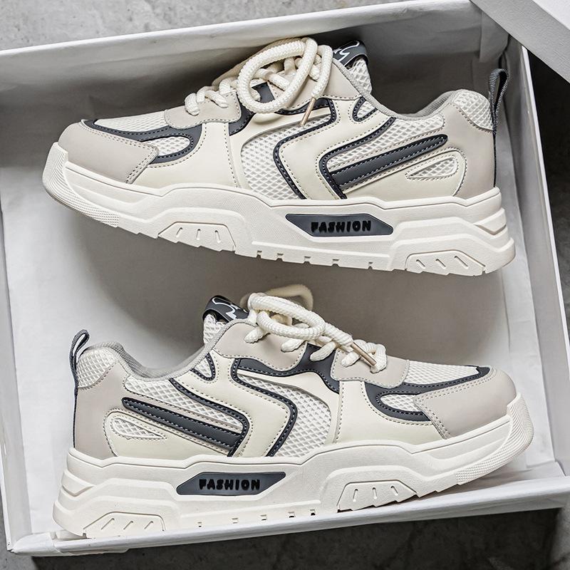 Mesh shoes men's 2025 new summer breathable mesh versatile retro trend thick-soled wear-resistant men's sports and leisure shoes