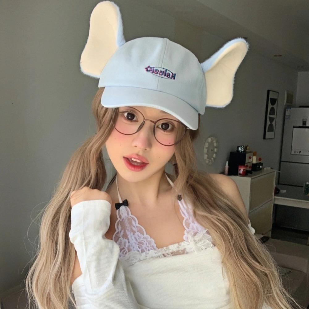 Cute Kitty Baseball Cap UV Protection Lop Ear Rabbit Hat Elephant Hat with Ears Nose  Streetwear