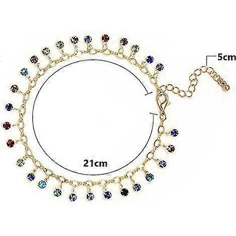 Anklets (Silver) for Women Naturally Adjustable Anklet Crystal Color Rhinestone