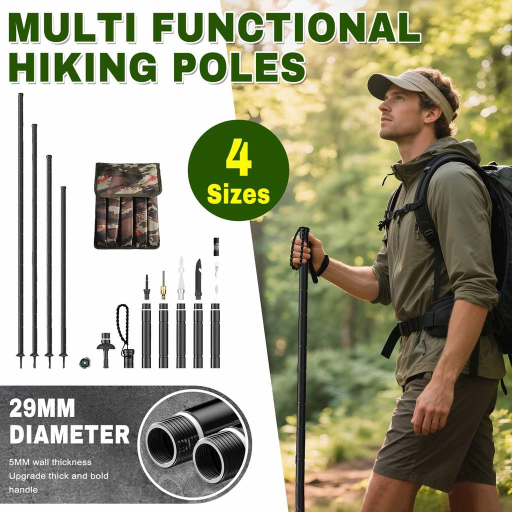 Hiking Trekking Pole Walking Stick Hiking Staff & Trekking Pole - Lightweight Aluminum Gear For Outdoor Adventures, Camping, Hunting 5ml