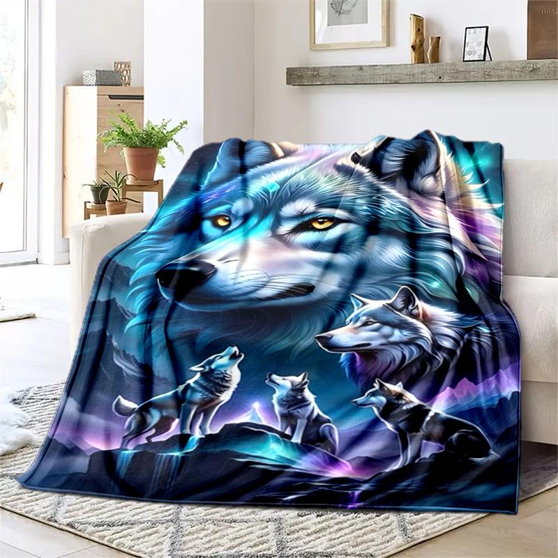 1PC Wolf Elements printed blanket, all season lightweight home office outdoor nap multifunctional blanket A7