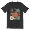 Floral Pumpkin T-shirt, Floral Fall Shirt, Autumn Fall Shirt, Retro Halloween
