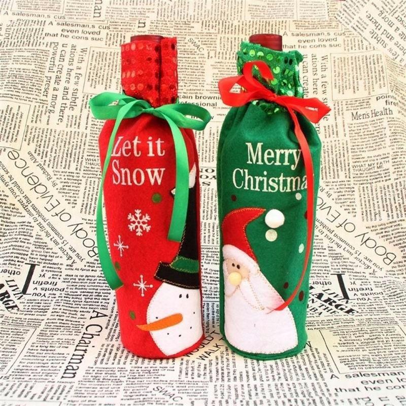 Santa Claus Snowman Wine Bottle Cover Bag Christmas Dinner Xmas Table Decor Gift