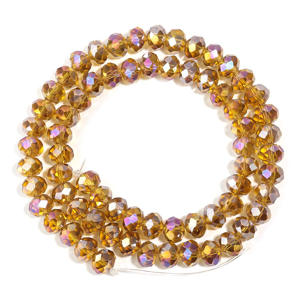 3/4/6/8/10mm Faceted Crystal Beads Gold Brown AB Glass Loose Beads For DIY Jewelry Making Handmade Bracelet Necklace Accessories