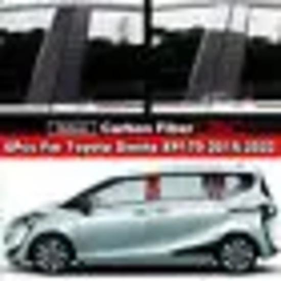 6Pcs Car Window Door Column B C Pillar Post Cover Trim For Toyota Sienta XP170 2015- Glossy Black/Carbon Fiber Sticker