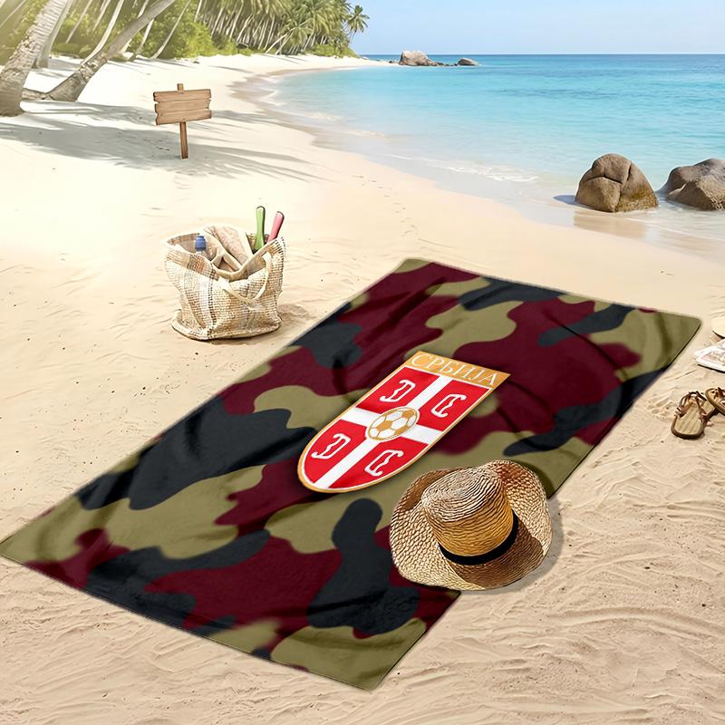 Asciugamano da Spiaggia Stampa Serbia Asciugatura Rapida Super Assorbente Morbido Asciugamano da Bagno per Nuoto Spiaggia Viaggio Souvenir Regalo