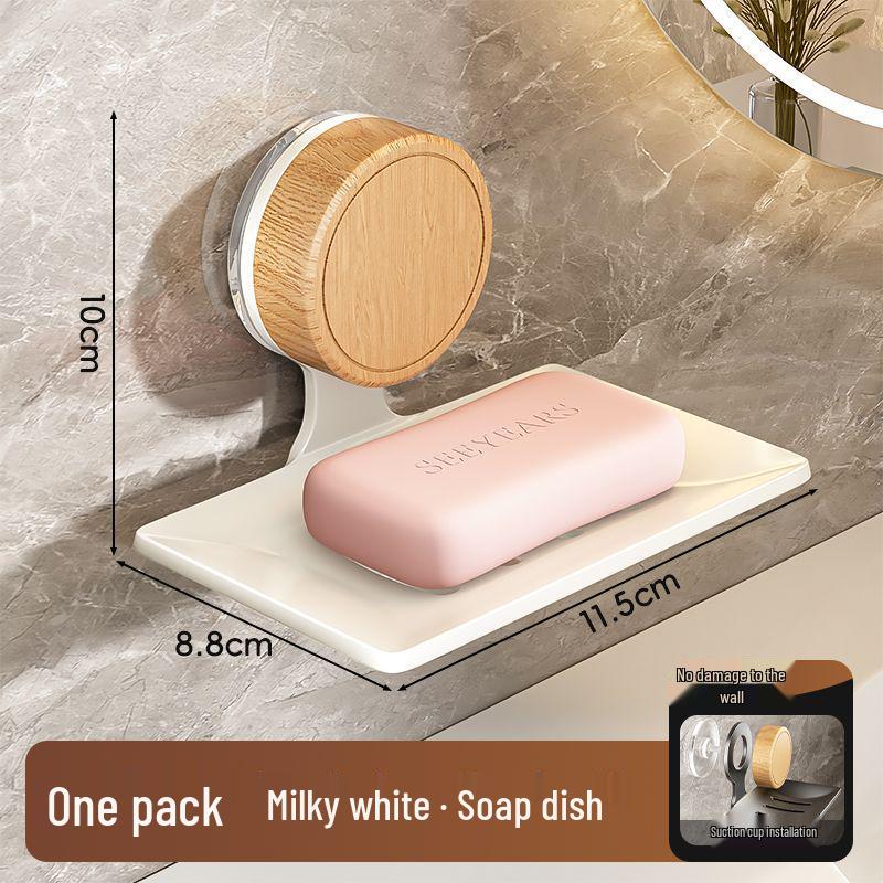Wall-Mounted No-Punch Suction Cup Soap Dish for Bathroom