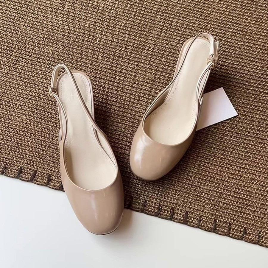Simple Chunky Heel Sandals with Round Toes and Shallow Openings, Women's Shoes Devotion