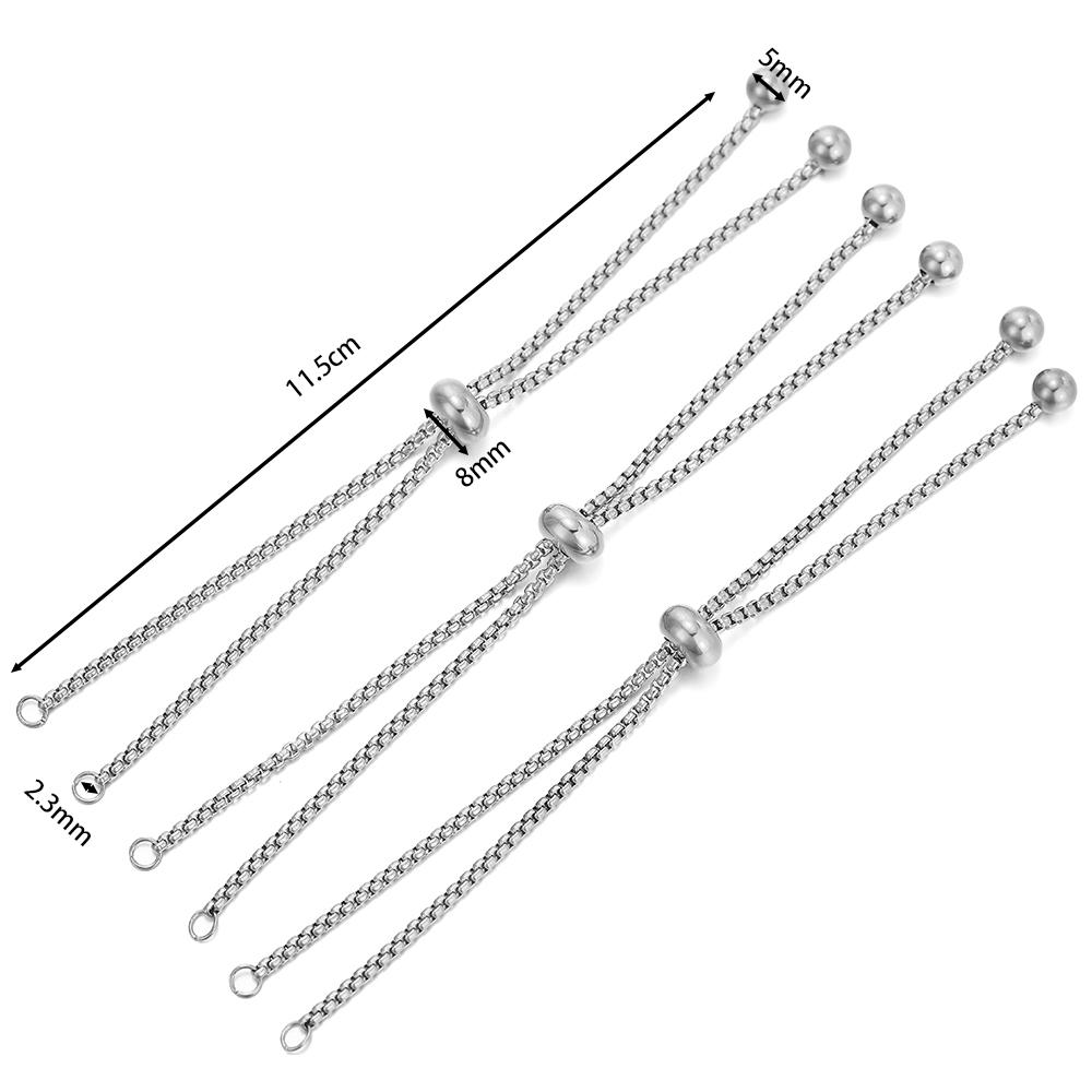 

3pcs/lot Adjustable 304 Stainless Steel Bracelet Makings Slider Extender Box Chains with Ball Ends for DIY Jewelry Making 3pcs