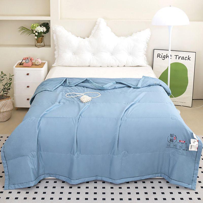 

Mother-Baby Soybean Cotton Summer Quilt: Thin, Machine Washable, Air Conditioning Blanket 100x150 синий