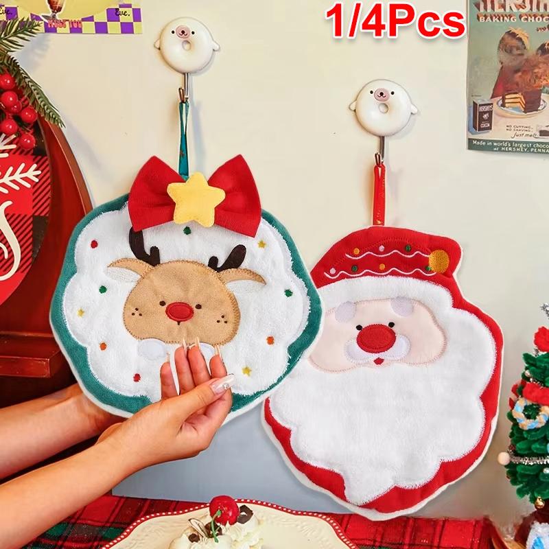 Christmas Handkerchief Christmas Decorations Christmas Atmosphere Comfortable Hand Towels Bathroom Supplies 4 Styles