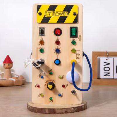Μοντεσσόρι Busy Board Αισθητηριακά Παιχνίδια Ξύλινο με Διακόπτη Ελέγχου LED Δραστηριότητες Ταξιδιού Παιδικά Παιχνίδια για 2-4 Ετών