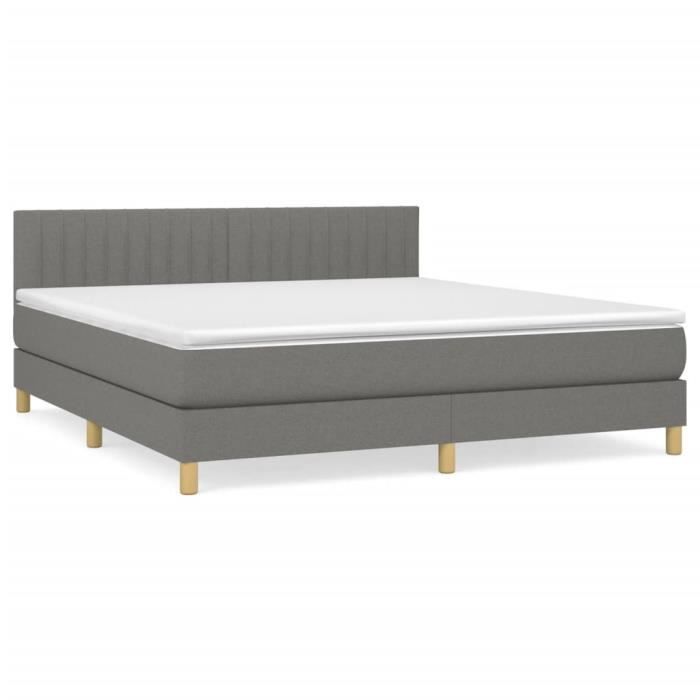 3140794 vidaXL Divan Bed with Mattress Dark Grey 180x200cm Fabric