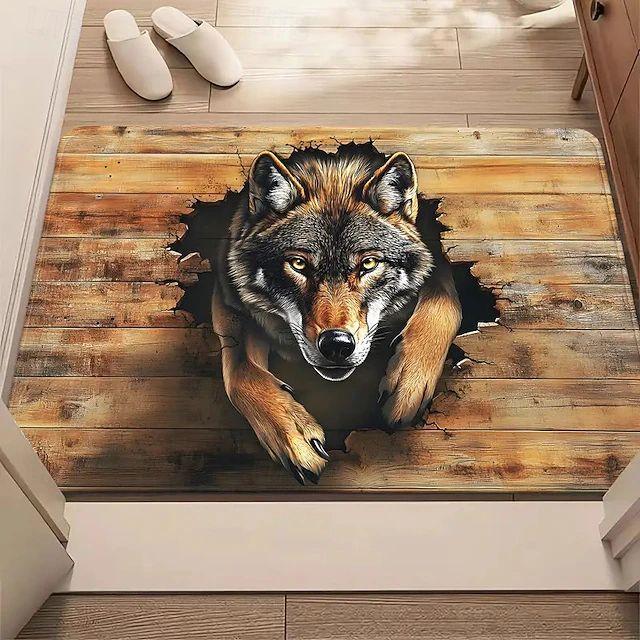 

Cute Otter Printed Door Mat Vintage Stone Hole 2D Printed Carpet Living Room Bedroom Foyer Floor Mat 40cm x 60cm