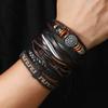 European and American Personalized Retro Men's Leather Bracelet Hand Rope Diy6-piece Set Cowhide Woven Retro Bracelet with Jewelry