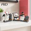 Glossy Resin Halloween Figure 3Pcs Decoration, Micro Landscape Miniature Figurines, Cute Ghost Kids Decoration Pumpkin Fairy Garden Ornament for Home