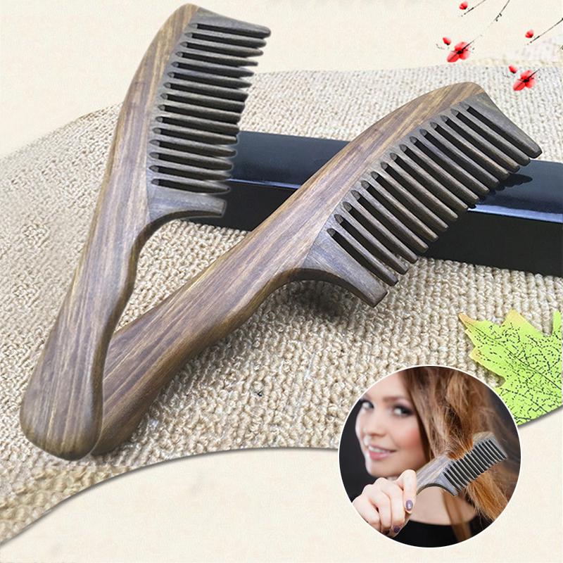 

PDPO ручной работы из дерева сандалового дерева с широкими зубьями, массажная расческа для волос, антистатическая