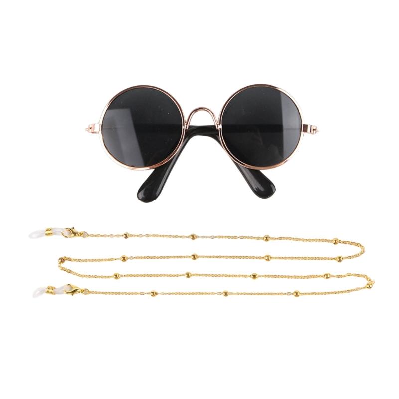 

Stylish Pet Eyewears with Glasses Cord Fashion Cats Sunglasses with Chain For Outdoor Activity And Pet Photography
